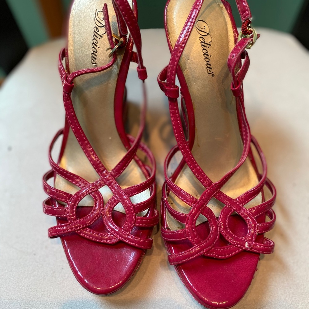 Hot pink wedge heels!